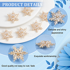6Pcs 1-Hole Brass Micro Pave Clear Cubic Zirconia Shank Buttons&nbsp;BUTT-FG0001-35G