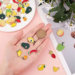 40Pcs 10 Style Light Gold Plated Alloy Enamel Pendants&nbsp;ENAM-SC0001-89KCG