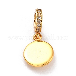 Brass Micro Pave Clear Cubic Zirconia European Dangle Charms&nbsp;ZIRC-L097-049C-G01
