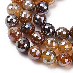 Electroplated Natural Agate Beads Strands&nbsp;G-B191-A07-10mm-13