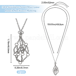2Pcs 304 Stainless Steel Macrame Pouch Necklace Making for Gemstone Nuggets&nbsp;NJEW-BBC0001-27B