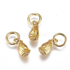 Brass Micro Pave Cubic Zirconia Charms&nbsp;ZIRC-F111-04G
