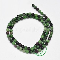 Faceted Round Natural Ruby in Zoisite Bead Strands&nbsp;G-F289-11-4mm
