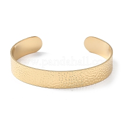 Ion Plating(IP) 304 Stainless Steel Hammered Cuff Bangles for Women&nbsp;BJEW-Z078-11G
