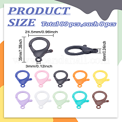 80Pcs 10 Colors Plastic Lobster Claw Clasps&nbsp;KY-LP0001-06