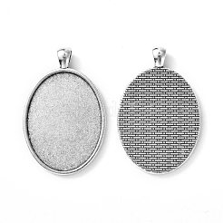 Tibetan Style Oval Alloy Big Pendant Cabochon Settings&nbsp;X-TIBEP-Q045-051AS-RS