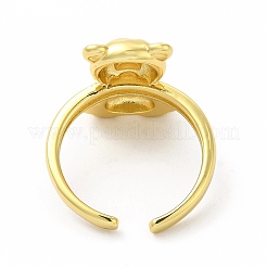 Cubic Zirconia Bear with Heart Open Cuff Ring&nbsp;KK-A180-38G