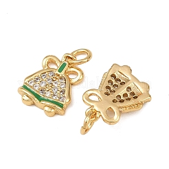 Christmas Brass Micro Pave Cubic Zirconia Enamel Charms&nbsp;KK-L255-19G-11