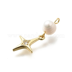 Brass Micro Pave Cubic Zirconia Pendants&nbsp;KK-Z093-27G
