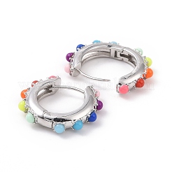 Colorful Resin Beaded Hoop Earrings&nbsp;LS-EJEW-I274-01P