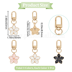 6Pcs 3 Colors Flower Alloy Enamel Pendant Decorations&nbsp;KEYC-BBC0001-02