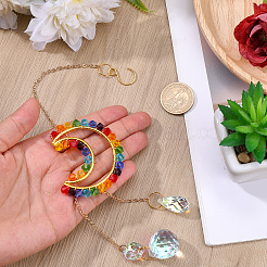 1Pc Colorful Glass Beaded Woven Net Suncatchers&nbsp;AJEW-CY0001-95B