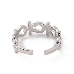 Clear Cubic Zirconia Hollow Out Open Cuff Ring&nbsp;RJEW-G283-13P