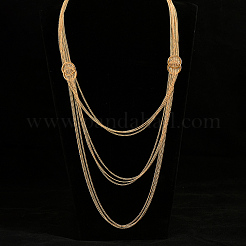 Iron Metallic layered Chain Tassel Long Necklaces with Double Clasp Decor&nbsp;IV6162-1