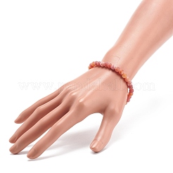 Natural Weathered Agate(Dyed) Round Beaded Stretch Bracelet&nbsp;BJEW-JB08363-07