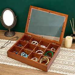 12-Compartment Wooden Storage Box with Clear Lid&nbsp;AJEW-WH0643-012