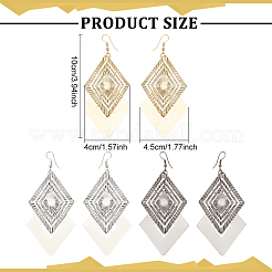 3 Pair 3 Color Alloy Rhombus Dangle Earrings for Women&nbsp;EJEW-FI0001-08