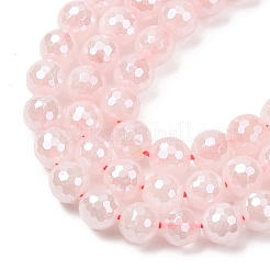 Electroplated Natural Rose Quartz Beads Strands&nbsp;G-B191-A04-8mm
