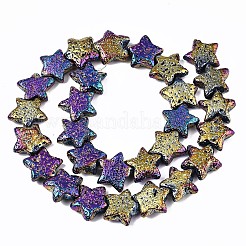 Rainbow Electroplated Natural Lava Rock Bead Strands&nbsp;G-T131-37