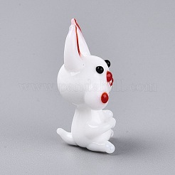 Handmade Lampwork Rabbit Figurine Display Decorations&nbsp;LAMP-N034-27