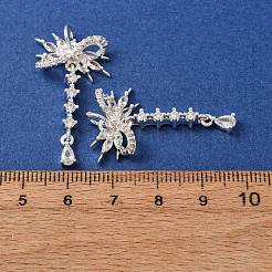 Brass Micro Pave Clear Cubic Zirconia Pendants&nbsp;CU-CBAEC99-17S