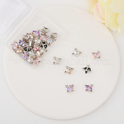 28Pcs 7 Colors Alloy Rhinestone Cabochons&nbsp;MRMJ-GL0001-11