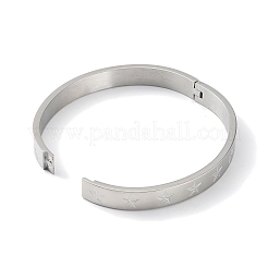 Non-Tarnish 304 Stainless Steel Grooved Star Bangles&nbsp;BJEW-F464-14P