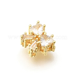 Bowknot Brass Micro Pave Cubic Zirconia Beads&nbsp;KK-Z156-20G-04