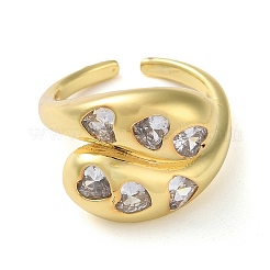 Eco-Friendly Brass Micro Pave Clear Cubic Zirconia Open Cuff Ring for Women&nbsp;RJEW-A025-04G-01