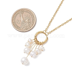 Natural Cultured Freshwater Pearl Potato Pendant 304 Stainless Steel Cable Chains Necklaces for Women&nbsp;NJEW-JN05922