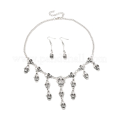 Halloween Tibetan Style Alloy Bib Necklaces & Dangle Earring Sets&nbsp;LS-SJEW-P006-03AS