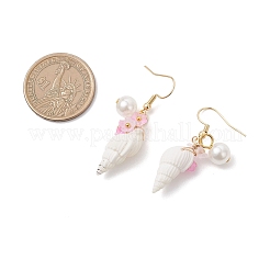 Natural Trumpet Shell Dangle Earrings&nbsp;EJEW-JE06860