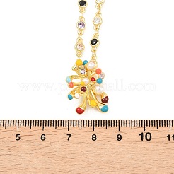 Brass Pave Colorful Cubic Zirconia with Enamel Fireworks Pendant Necklaces for Women&nbsp;NJEW-F364-03G
