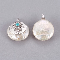 Natural Cultured Freshwater Pearl Pendants&nbsp;PEAR-F008-41G