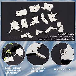 12Pcs 12 Style 201 Stainless Steel Pendants&nbsp;STAS-UN0001-03