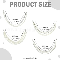 4Pcs 4 Styles Zinc Alloy and ABS Pearl Chains&nbsp;FIND-CJ0004-48