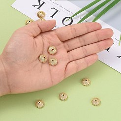 Eco-Friendly Multi-Petal Flower Brass Micro Pave Cubic Zirconia Bead Caps&nbsp;ZIRC-M098-02G-FF