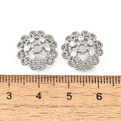 Flower Brass Micro Pave Clear Cubic Zirconia Bead Caps&nbsp;KK-V008-33P