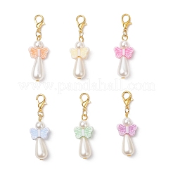 Acrylic & ABS Plastic Imitation Pearl Angel Pendant Decorations&nbsp;HJEW-JM04236