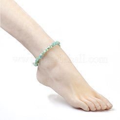 Natural Flower Amazonite Chip Beads Anklets&nbsp;AJEW-AN00229-08