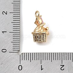 Brass Micro Pave Cubic Zirconia Pendants&nbsp;KK-C155-16G-05