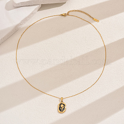 Stainless Steel Enamel Flower Pendant Necklaces for Women Daily Wear&nbsp;VT0532