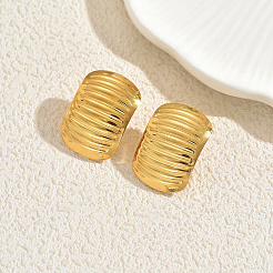 Minimalist Stainless Steel Stripe Oval Stud Earrings&nbsp;UW8798