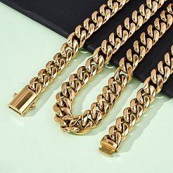 12MM 304 Stainless Steel Cuban Link Chain Necklaces for Unisex&nbsp;NJEW-K295-02C-G