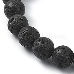 Dyed Natural Lava Rock Round Beaded Stretch Bracelets&nbsp;BJEW-TA00337-01