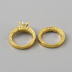 2Pcs 2 Style Cubic Zirconia Heart Finger Rings&nbsp;RJEW-WH0016-02G-02