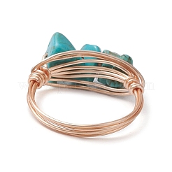 4Pcs 4 Style Natural & Synthetic Mixed Gemstone Chips Braided Bead Finger Rings&nbsp;RJEW-TA00111
