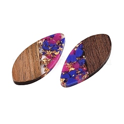 Transparent Resin and Walnut Wood Pendants&nbsp;RESI-T057-05G