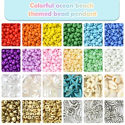 DIY Ocean Beach Theme Glass Seed Beaded Stretch Jewelry Set Kits&nbsp;DIY-FS0006-90