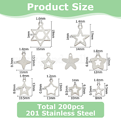 200Pcs 10 Styles 201 Stainless Steel Pendants&nbsp;STAS-HS0001-46